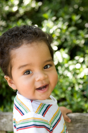Smiling boy in stripped shirt
